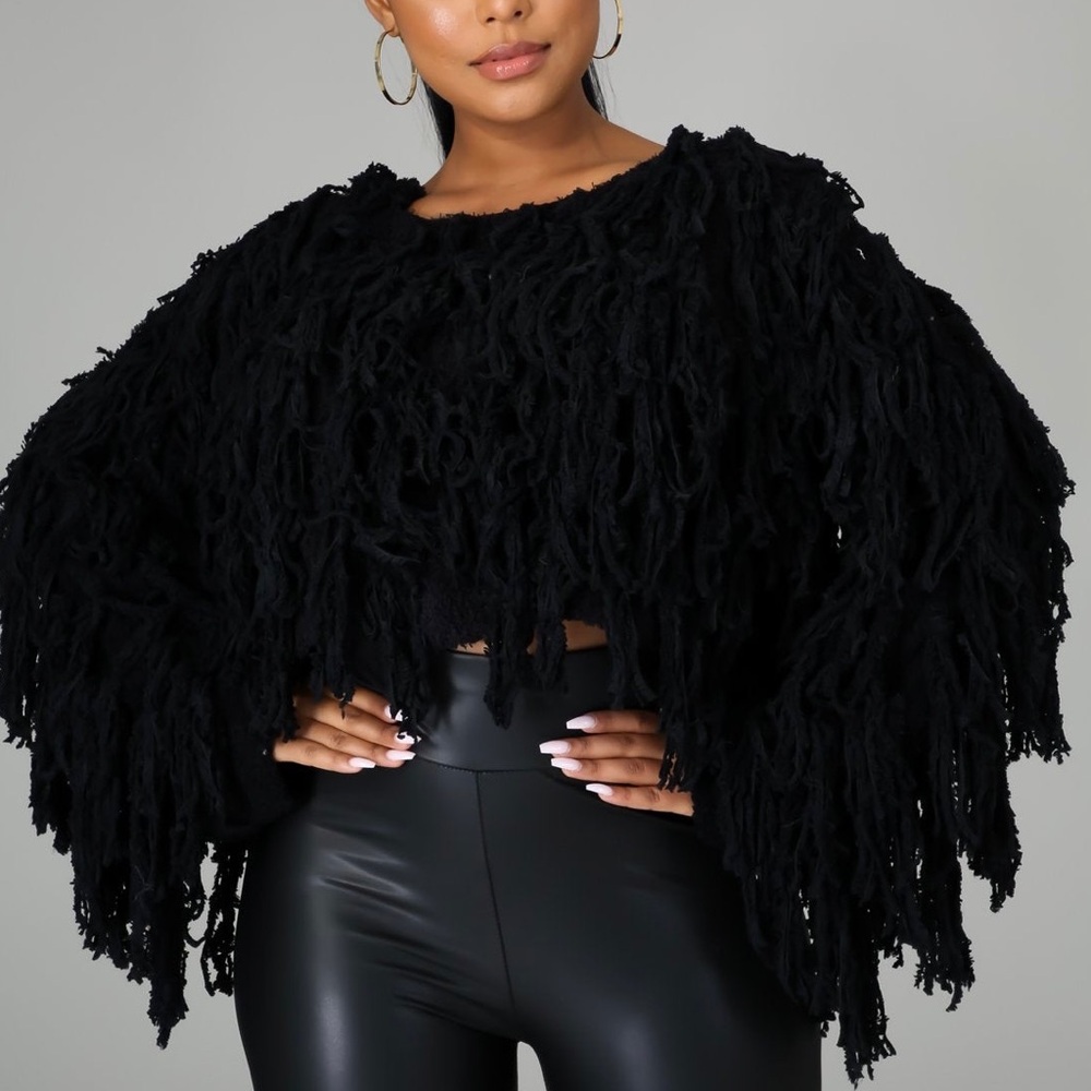 Hot & Delicious • Long Sleeve Fringe Sweater • S